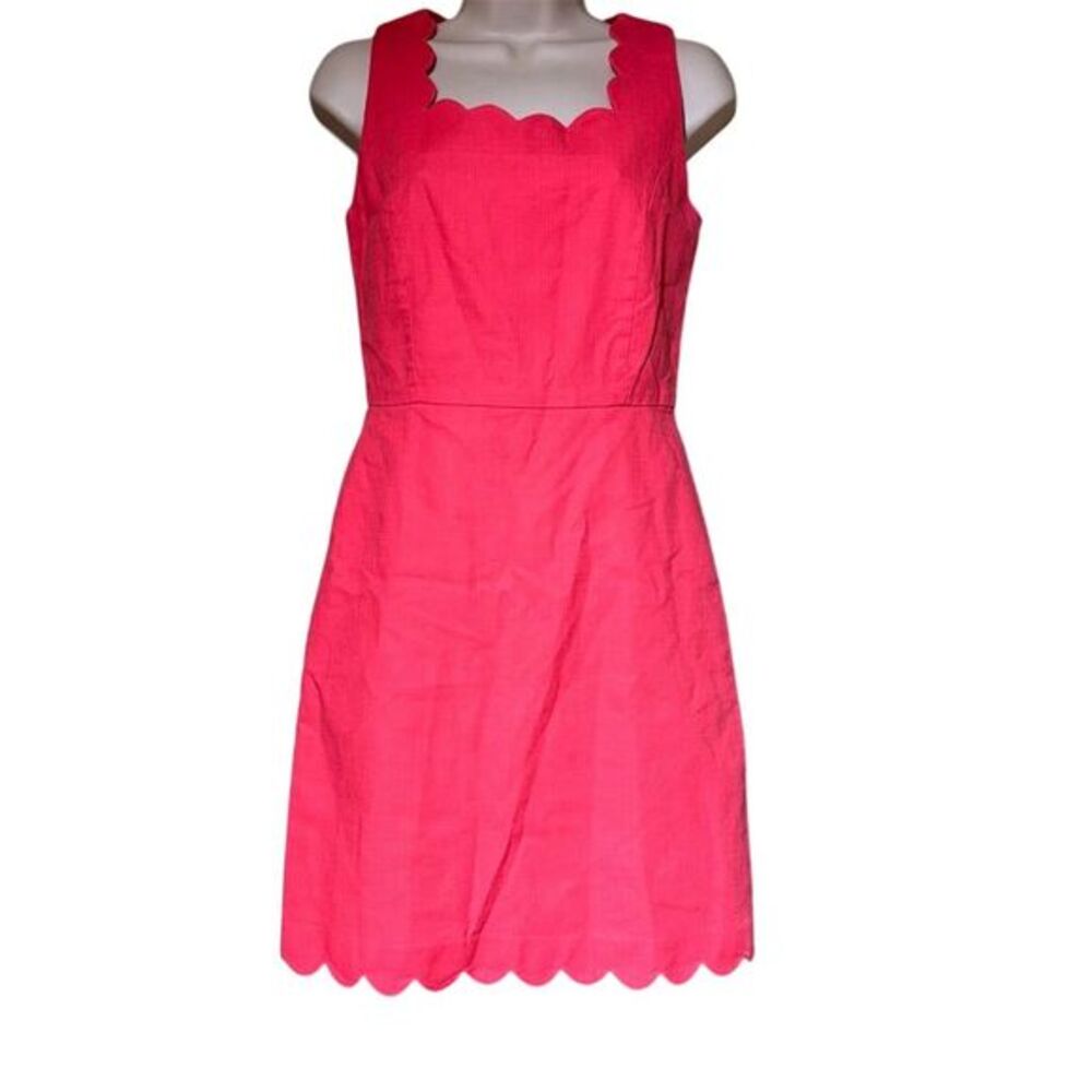 J.Crew Women's Scalloped Basketweave Pink Knee Length Dress Size 0